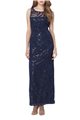 Tahari Brand - Illusion Neckline Sequin Gown