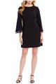 Tahari Brand - Tahari ASL Crepe Lace Ruffle Bell Sleeve Shift Dress - Black