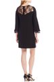 Tahari Brand - Tahari ASL Crepe Lace Ruffle Bell Sleeve Shift Dress - Black