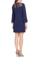 Tahari Brand - Women's Lace Trim Bell-Sleeve Shift Dress - Navy