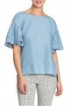 Nic + Zoe - Women's Denim Ruffle Top - Blue Haze