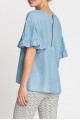 Nic + Zoe - Women's Denim Ruffle Top - Blue Haze