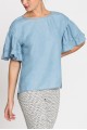 Nic + Zoe - Women's Denim Ruffle Top - Blue Haze