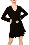 Tara Jarmon - Women's Dobby Crepe Dress - Black