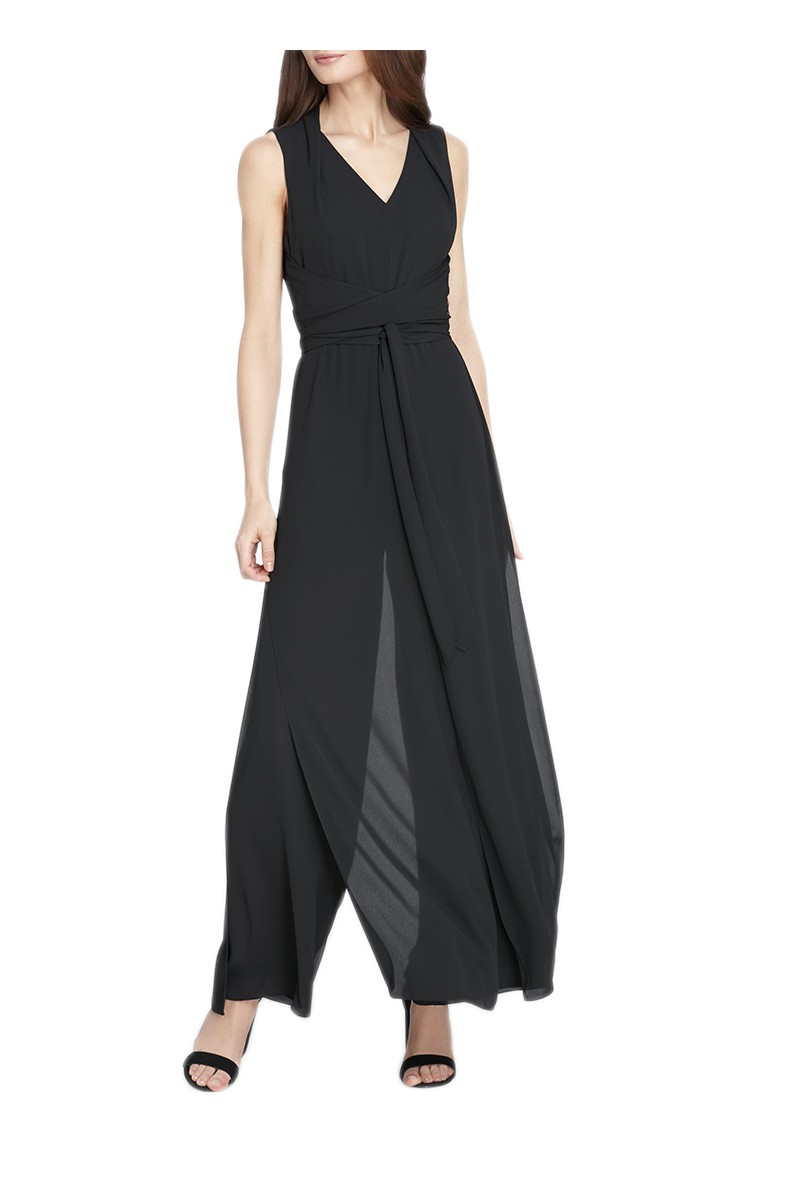 Tahari - Women's Double Georgette Jumpsuit - Black