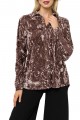 Mystree - Women's Velvet Shirt With Lace Trim - Mauve