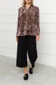 Mystree - Women's Velvet Shirt With Lace Trim - Mauve