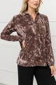 Mystree - Women's Velvet Shirt With Lace Trim - Mauve