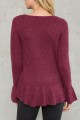 Mystree - Women's Ruffle Bottom Dtail Sweater Top - Wine