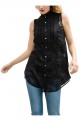 Mystree - Women's Flocked Special Smoked Top With Knit Back - Black