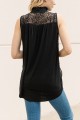 Mystree - Women's Flocked Special Smoked Top With Knit Back - Black