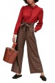 Tara Jarmon - Women's Wide Leg Checked High Waist Pant - Caramel