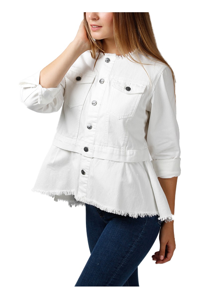 women's white denim jacket