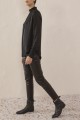 Sack's - Women's Shishi V Neck Ribbed Knitted Top - Black