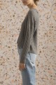 Sack's - Women's Jill Cable Knit V Neck Sweater - Grey Melange