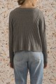 Sack's - Women's Jill Cable Knit V Neck Sweater - Grey Melange
