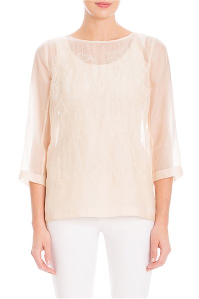 Nic+Zoe - Embroidered Batiste Top - French Vanilla