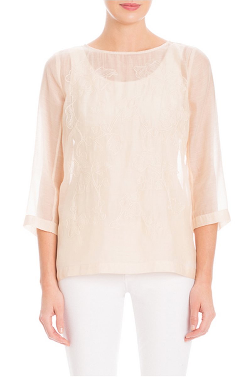 Nic+Zoe - Embroidered Batiste Top - French Vanilla