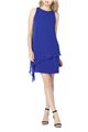 Tahari Brand - Chiffon Overlay Crepe Dress - Cobalt