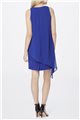 Tahari Brand - Chiffon Overlay Crepe Dress - Cobalt