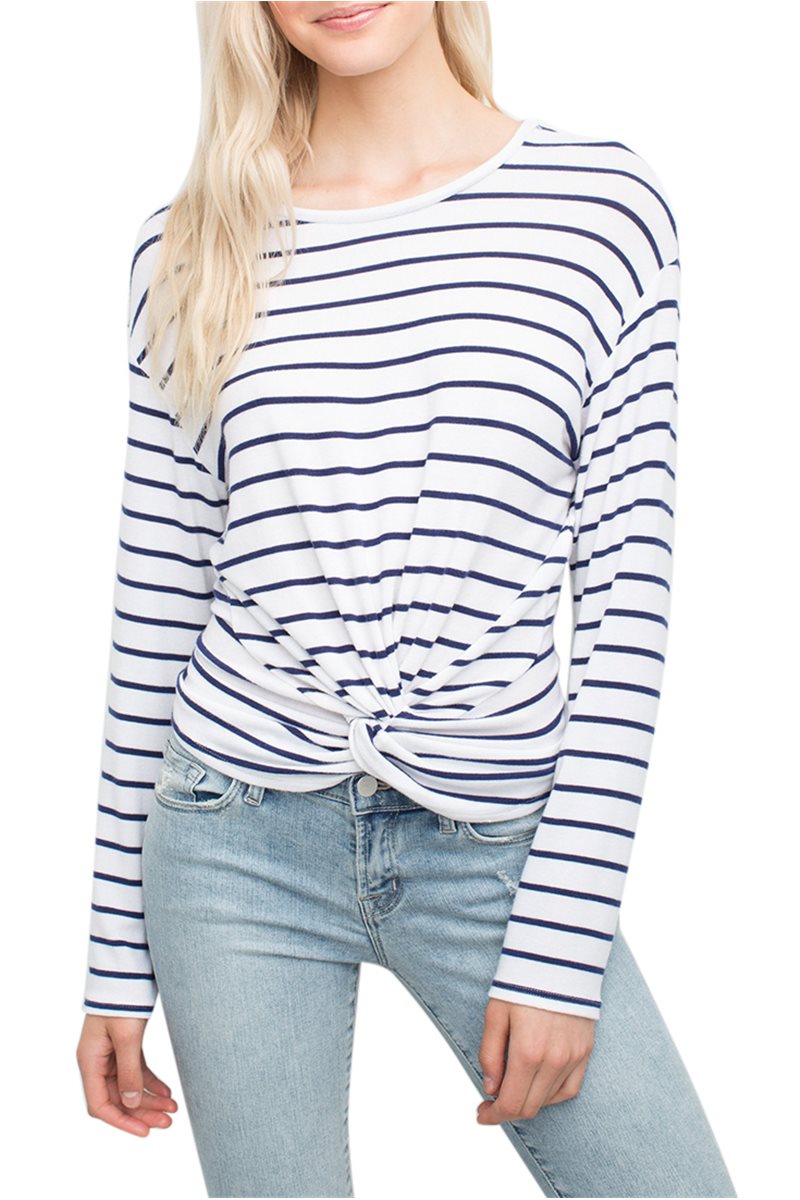 Generation love - Women's Ellery Twisy Long Sleeve Top - Stripe