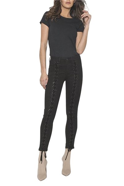 Neon Blonde - Womens's Blondie Tie Up Jean - Black