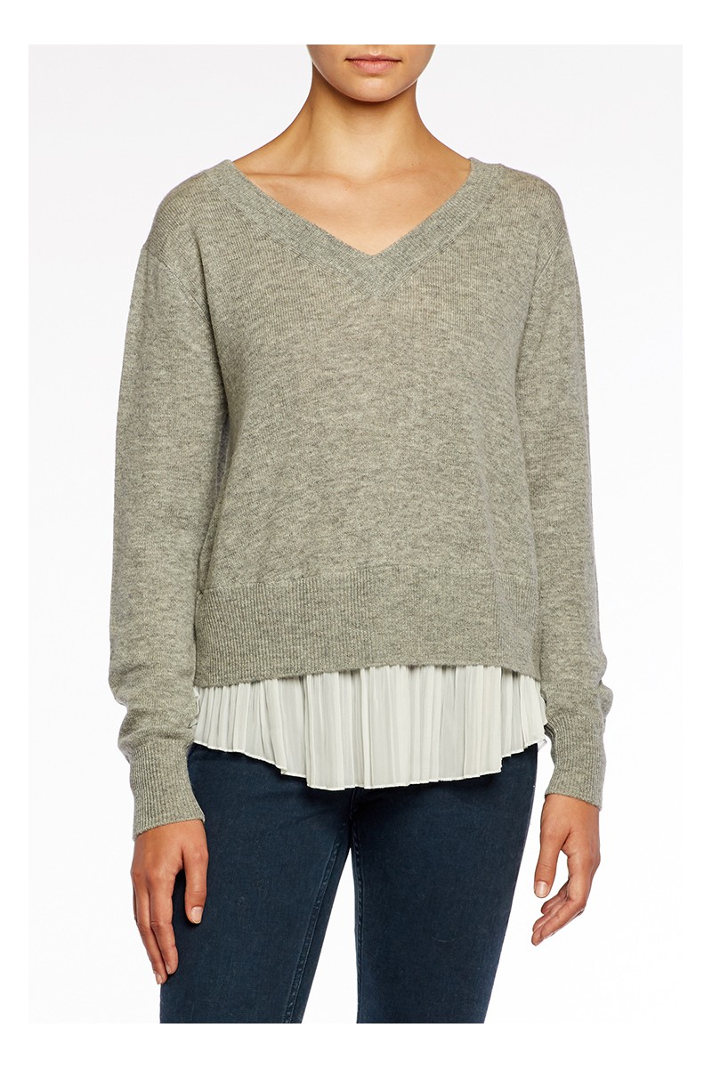 Brochu Walker - Layered Pullover - Arctic GreyWhite