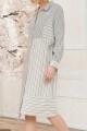 Mystree - Mixed Stripe Uneven Hemline Shirt Dress - Off White Navy