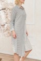 Mystree - Mixed Stripe Uneven Hemline Shirt Dress - Off White Navy