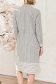 Mystree - Mixed Stripe Uneven Hemline Shirt Dress - Off White Navy