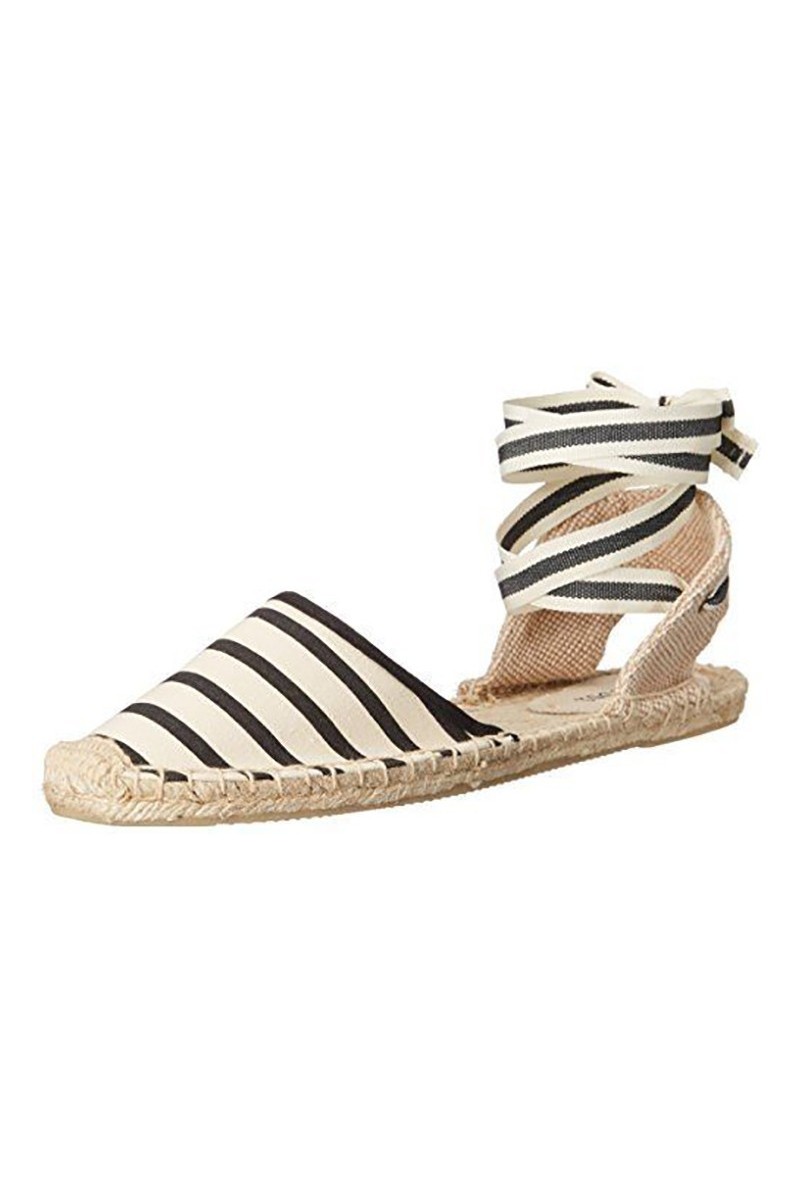 Soludos - Women's Classic Sandal Stripe Shoe - Natural Black