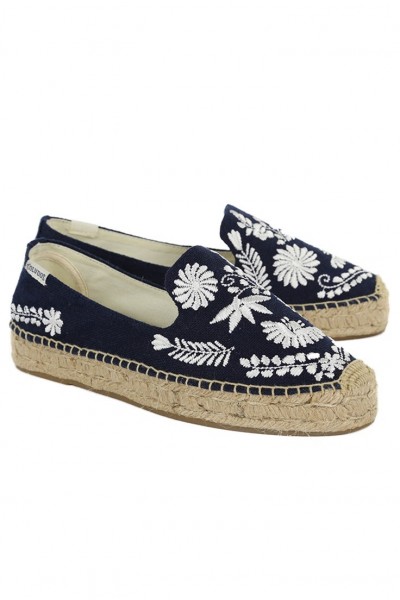 Soludos - Women's Ibiza Embroidered Smoking Slipper - Midnight Blue