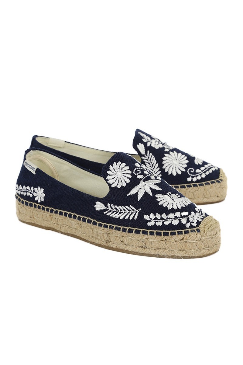 Soludos - Women's Ibiza Embroidered Smoking Slipper - Midnight Blue