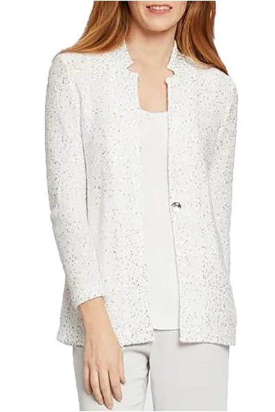 Nic+Zoe - Women's Sequin Moment Blazer - Paper White