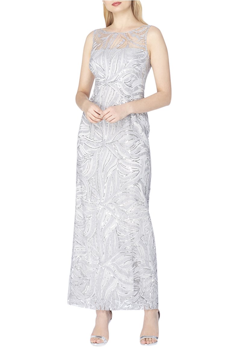 Tahari Brand - Illusion Neckline Sequin Gown