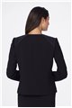 Tahari - Studded Faux Leather-Trim Ponte Knit Jacket - Black