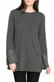 Nic+Zoe - Women's Grommet Cuff Top - Graphite