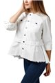 Central Park West - Women's Chuparosa Collarless Peplum Denim Jacket - White