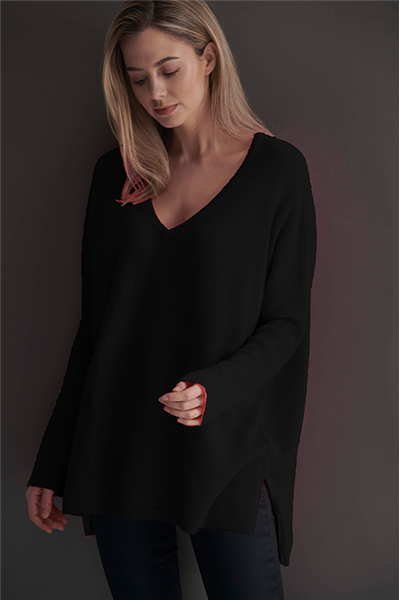 Brodie - MISS DARCEY 7GG LOOSE SWEATER - BLACK 010